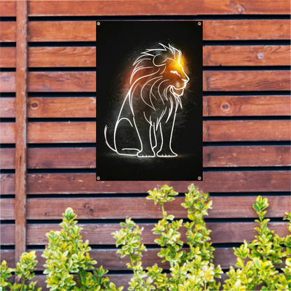 Majestueuze Leeuw Minimale Lijnkunst tuinposter