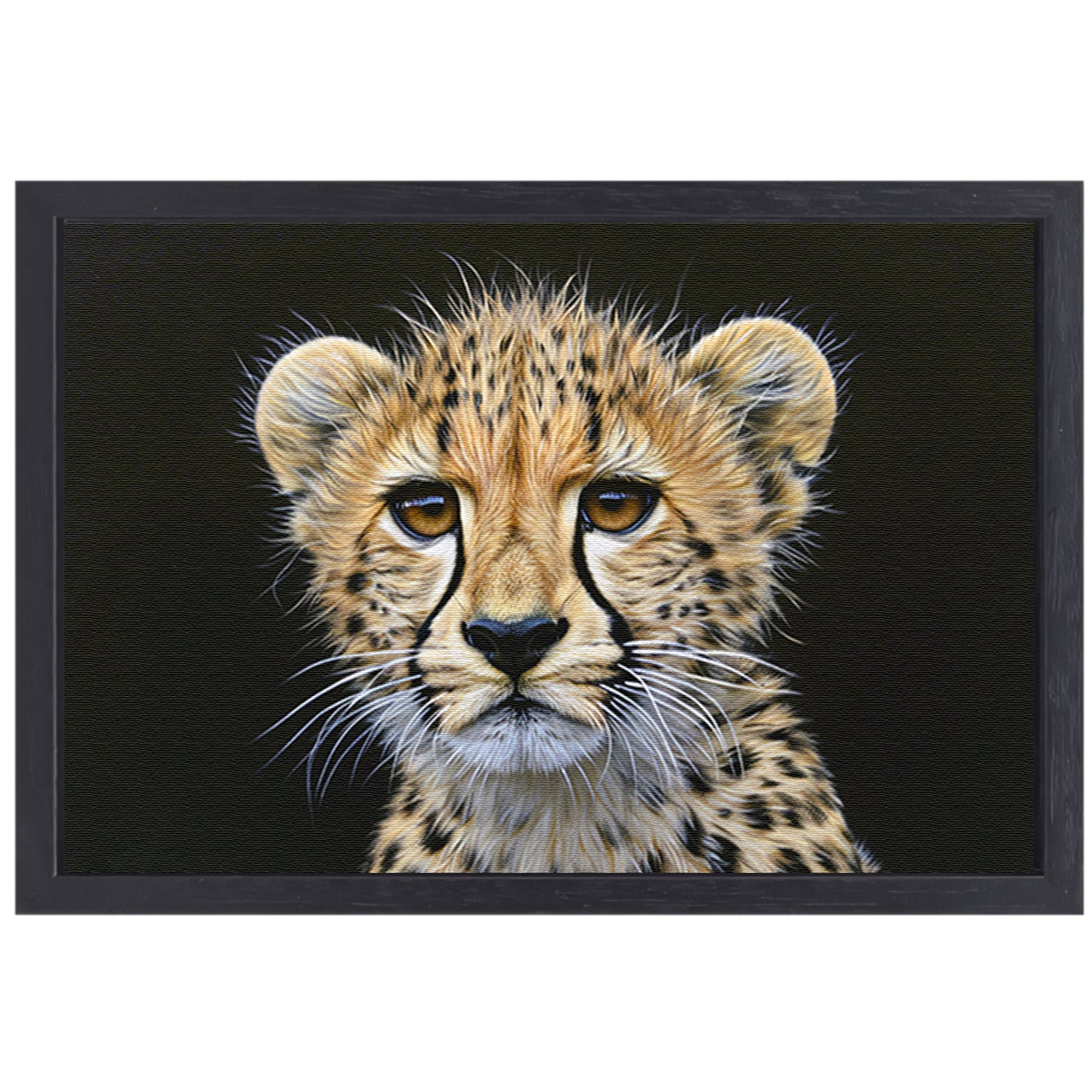 Realistisch schilderij van jonge cheeta canvas met baklijst