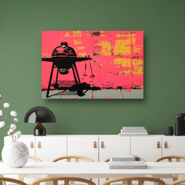 Roze Muur Barbecue canvas met baklijst