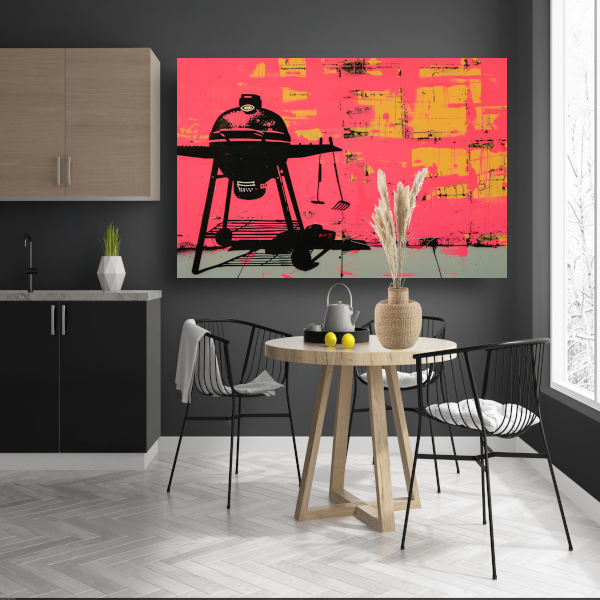 Roze Muur Barbecue canvas met baklijst