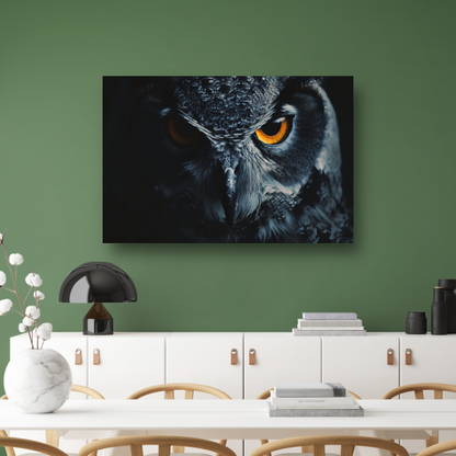 De hypnotiserende ogen van de uil canvas met baklijst