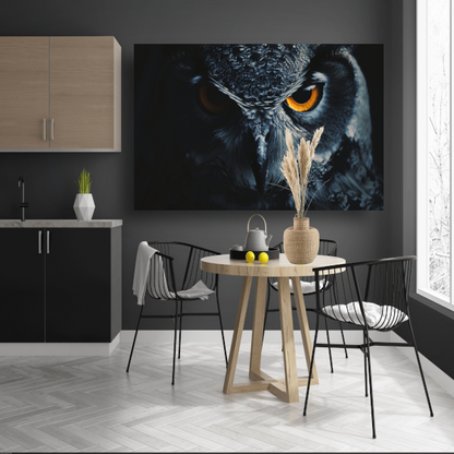 De hypnotiserende ogen van de uil canvas met baklijst