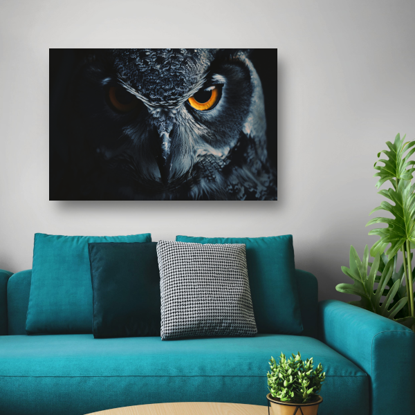 De hypnotiserende ogen van de uil canvas met baklijst