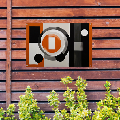Minimalistische Harmonie in Oranje en Grijs tuinposter