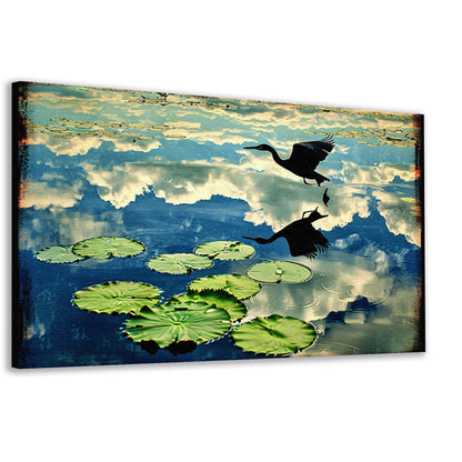 Vogel boven water met reflectie   canvas