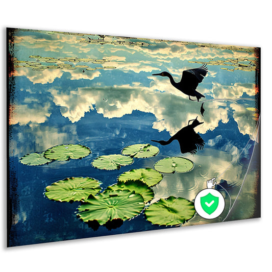 Vogel boven water met reflectie  poster