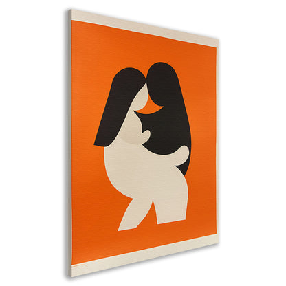 Minimalistische omhelzing in oranje canvas