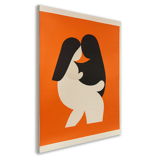 Minimalistische omhelzing in oranje canvas
