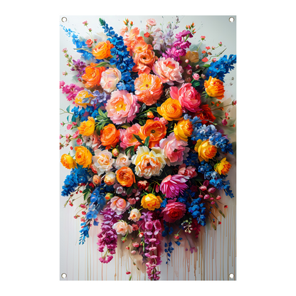 Kleurrijke bloemenpracht in impressionistische stijl tuinposter