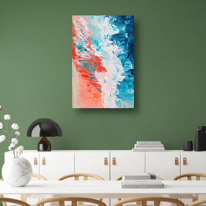 Kleurrijk abstract strandlandschap schilderij canvas met baklijst