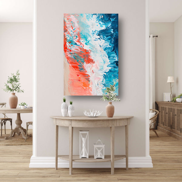 Kleurrijk abstract strandlandschap schilderij poster