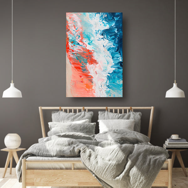 Kleurrijk abstract strandlandschap schilderij poster