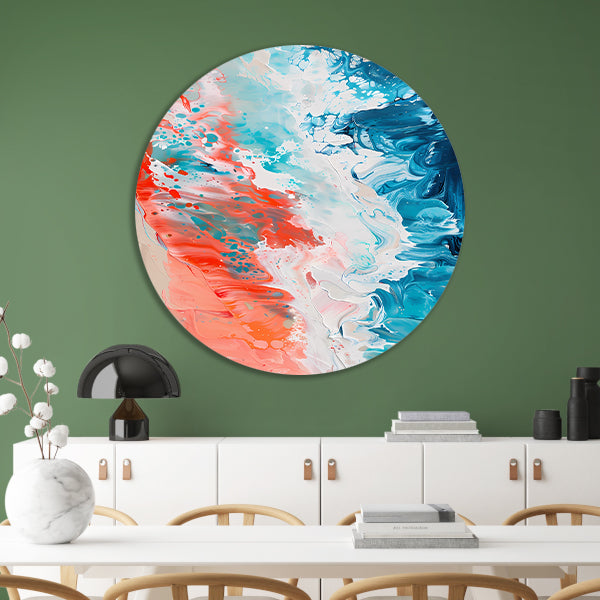 Kleurrijk abstract strandlandschap schilderij forex muurcirkel