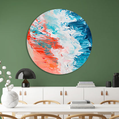 Kleurrijk abstract strandlandschap schilderij forex muurcirkel