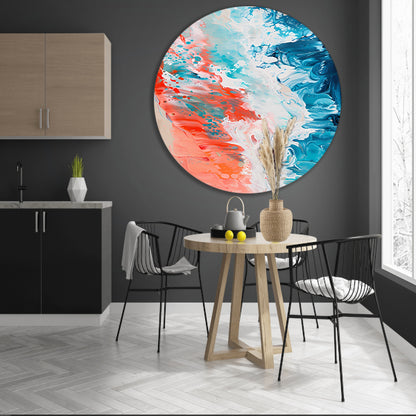 Kleurrijk abstract strandlandschap schilderij forex muurcirkel