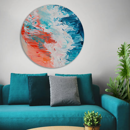 Kleurrijk abstract strandlandschap schilderij forex muurcirkel