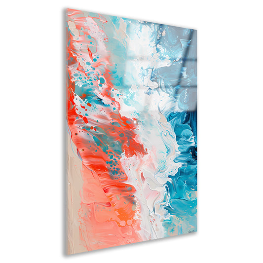 Kleurrijk abstract strandlandschap schilderij acrylglas