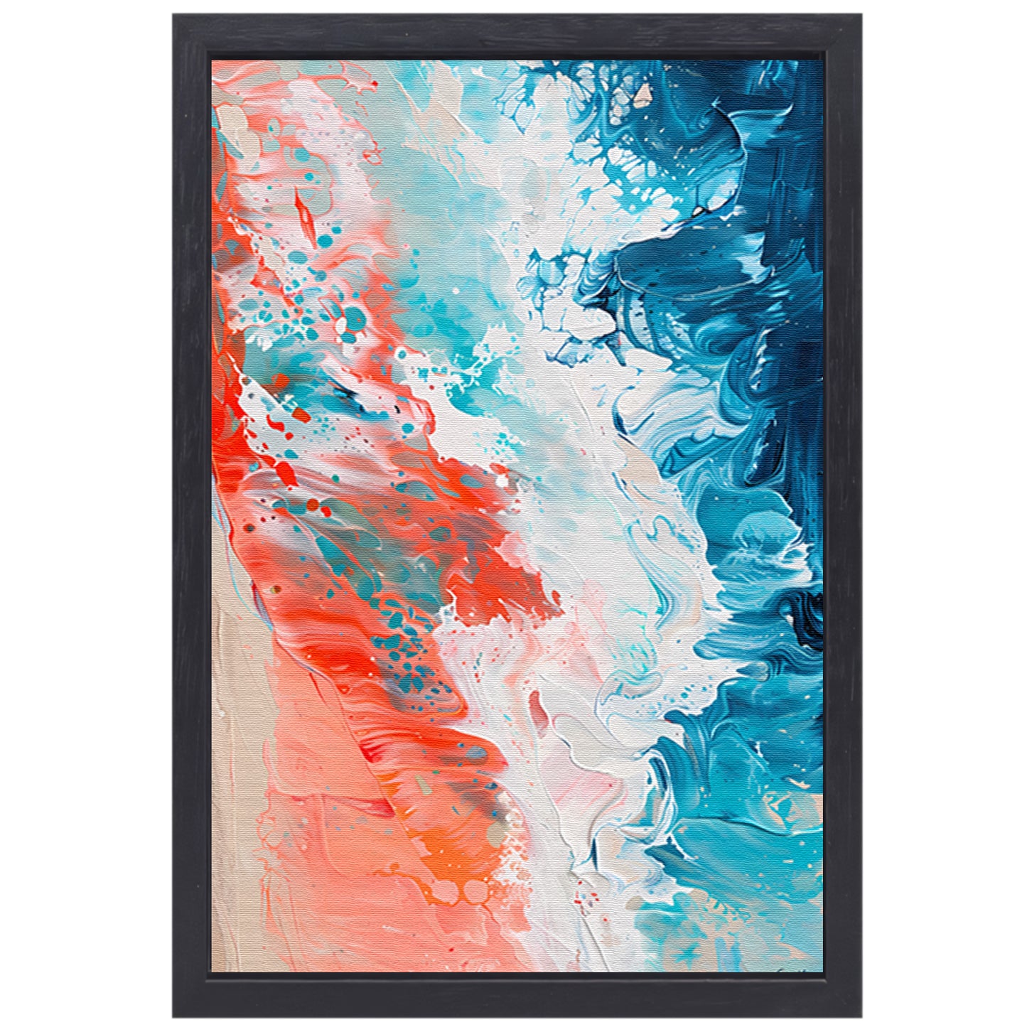 Kleurrijk abstract strandlandschap schilderij canvas met baklijst