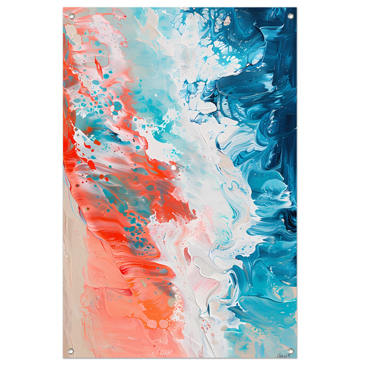 Kleurrijk abstract strandlandschap schilderij tuinposter