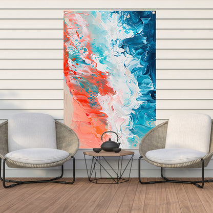 Kleurrijk abstract strandlandschap schilderij tuinposter