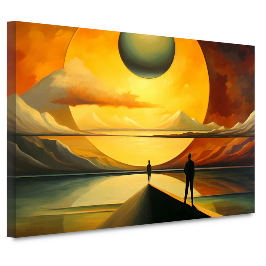 Twee Figuren tegen Kosmische Zonsondergang canvas
