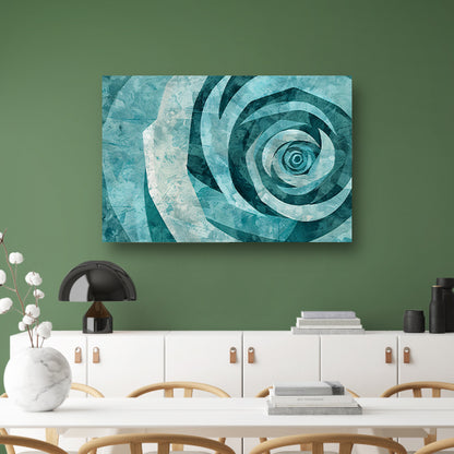 Abstracte turquoise roos in geometrische vormen poster