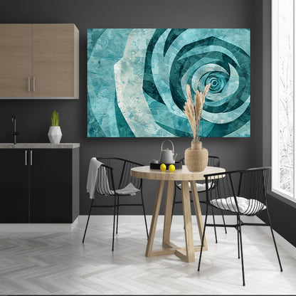 Abstracte turquoise roos in geometrische vormen poster