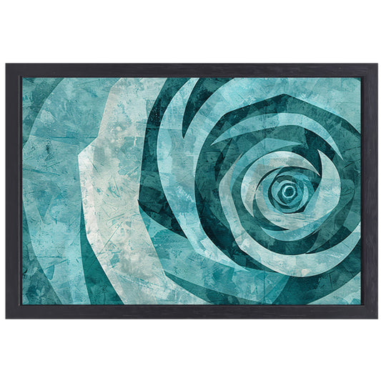 Abstracte turquoise roos in geometrische vormen canvas met baklijst