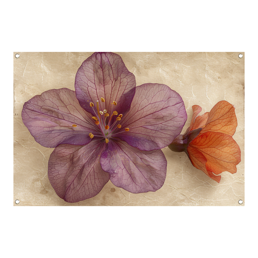 Paarse bloem met vintage achtergrond tuinposter