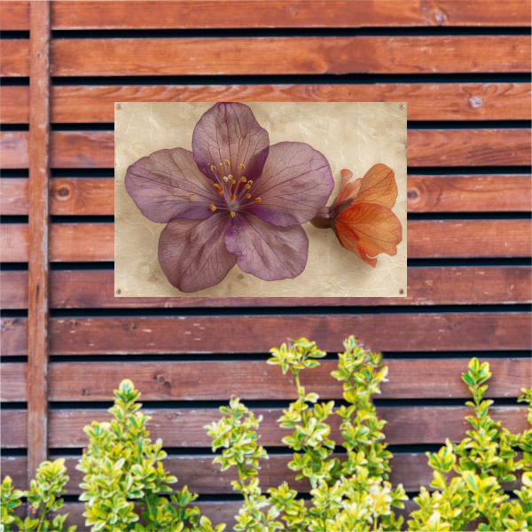 Paarse bloem met vintage achtergrond tuinposter