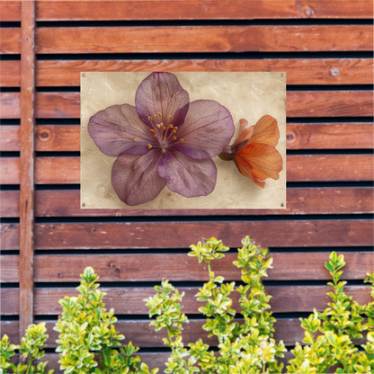 Paarse bloem met vintage achtergrond tuinposter
