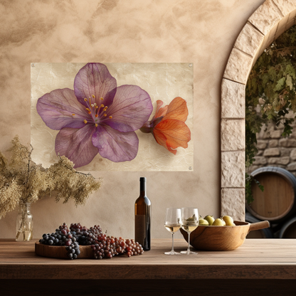 Paarse bloem met vintage achtergrond tuinposter