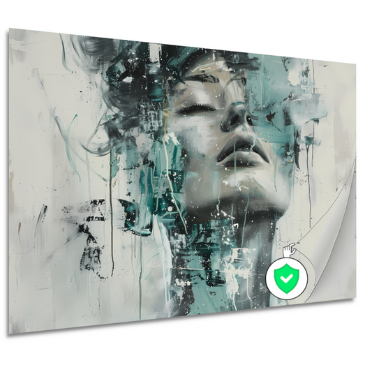 Dynamisch Portret van Vrouw in Turquoise poster