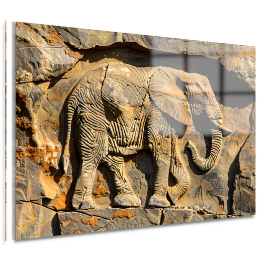Olifant muurschildering reliëf acrylglas