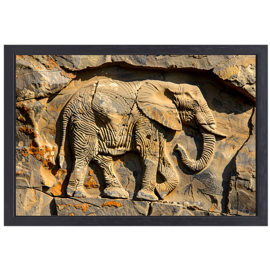 Olifant muurschildering reliëf canvas met baklijst