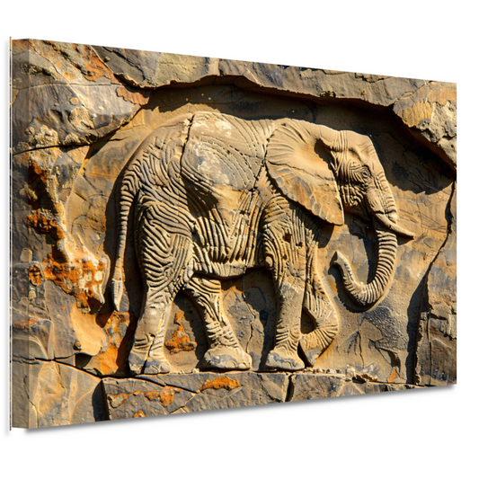 Olifant muurschildering reliëf canvas