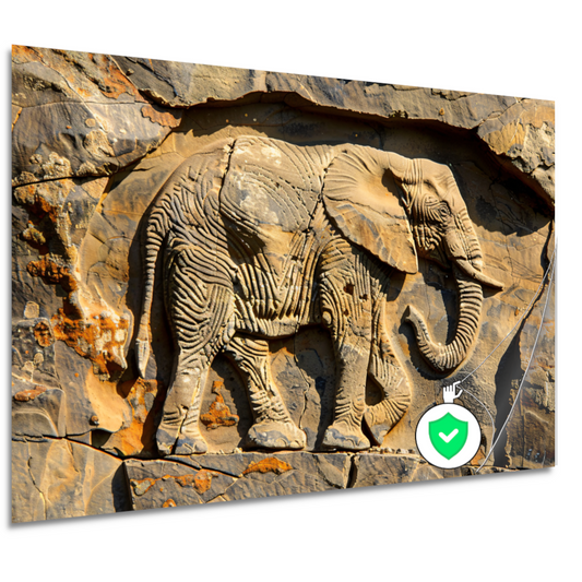 Olifant muurschildering reliëf poster