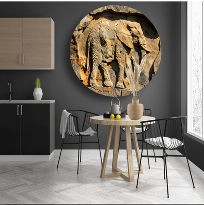 Olifant muurschildering reliëf forex muurcirkel