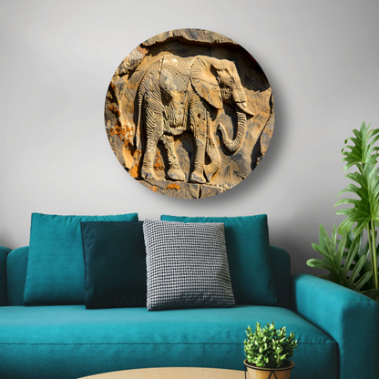 Olifant muurschildering reliëf forex muurcirkel