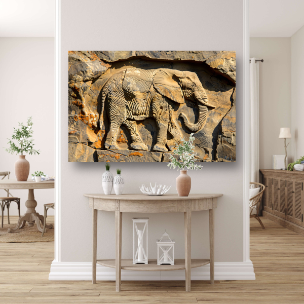 Olifant muurschildering reliëf acrylglas