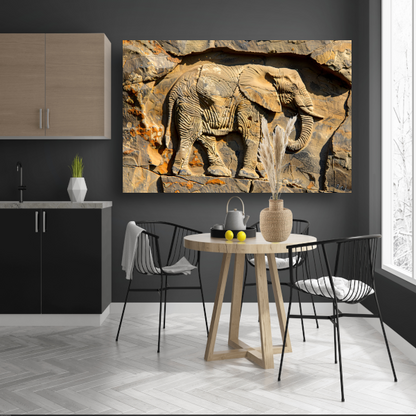 Olifant muurschildering reliëf acrylglas