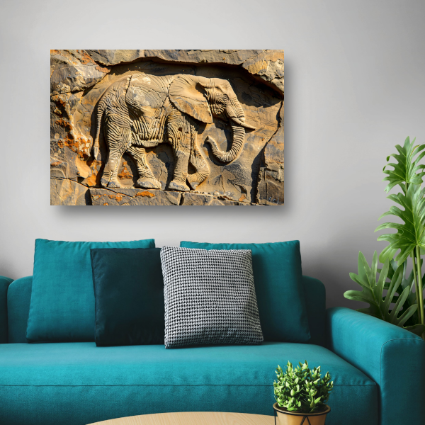 Olifant muurschildering reliëf acrylglas