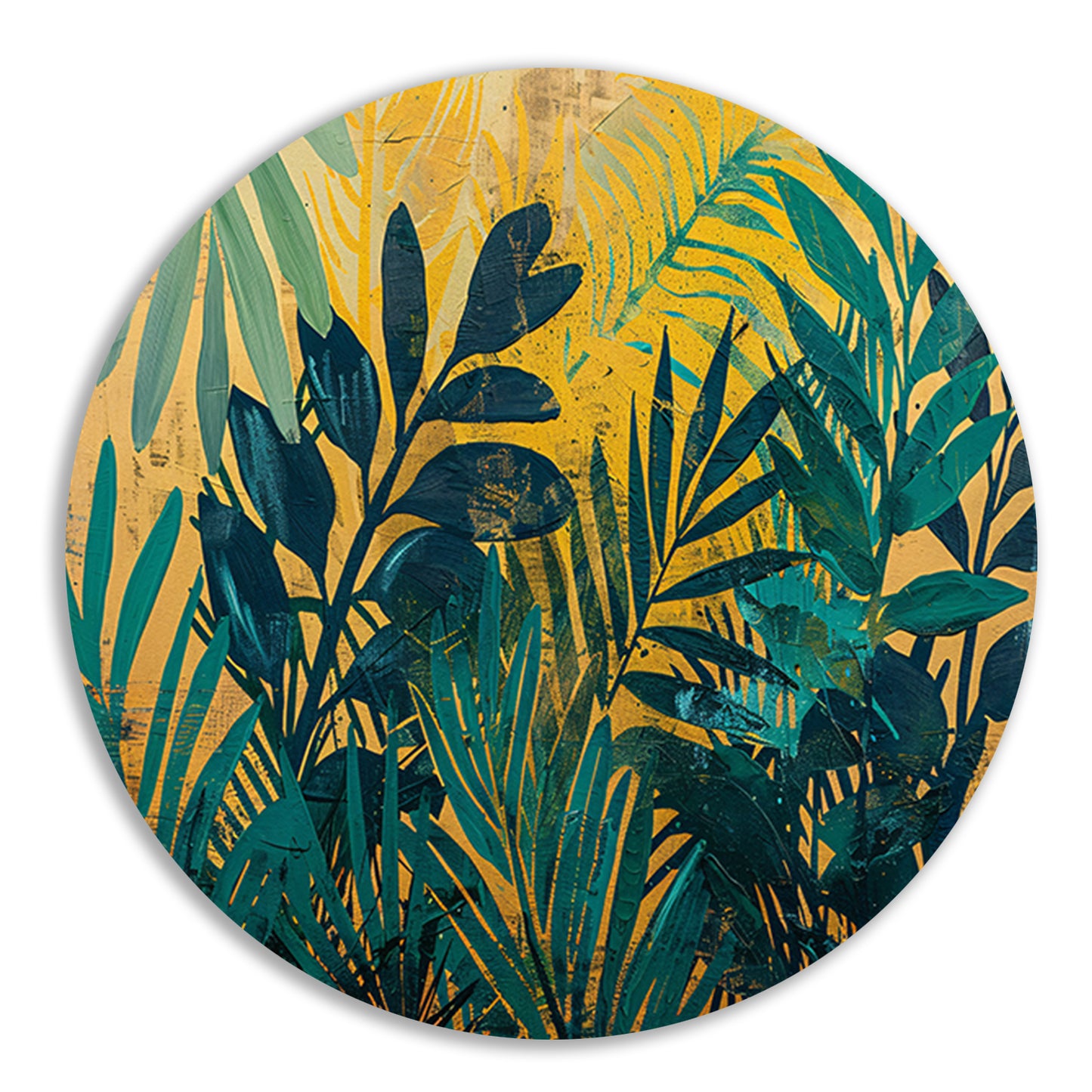 Abstract modern schilderij van junglebladeren forex muurcirkel