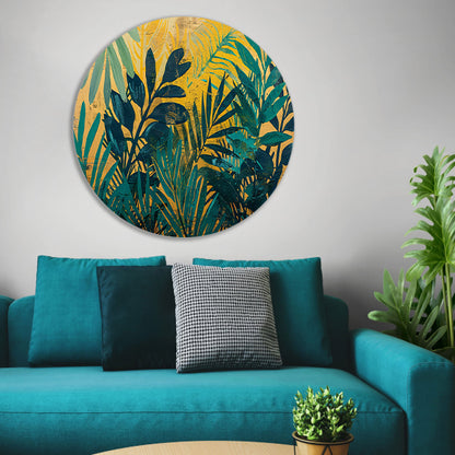 Abstract modern schilderij van junglebladeren forex muurcirkel