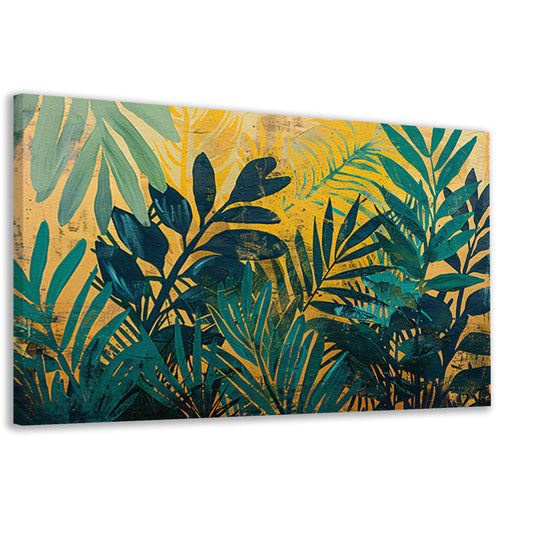 Abstract modern schilderij van junglebladeren canvas