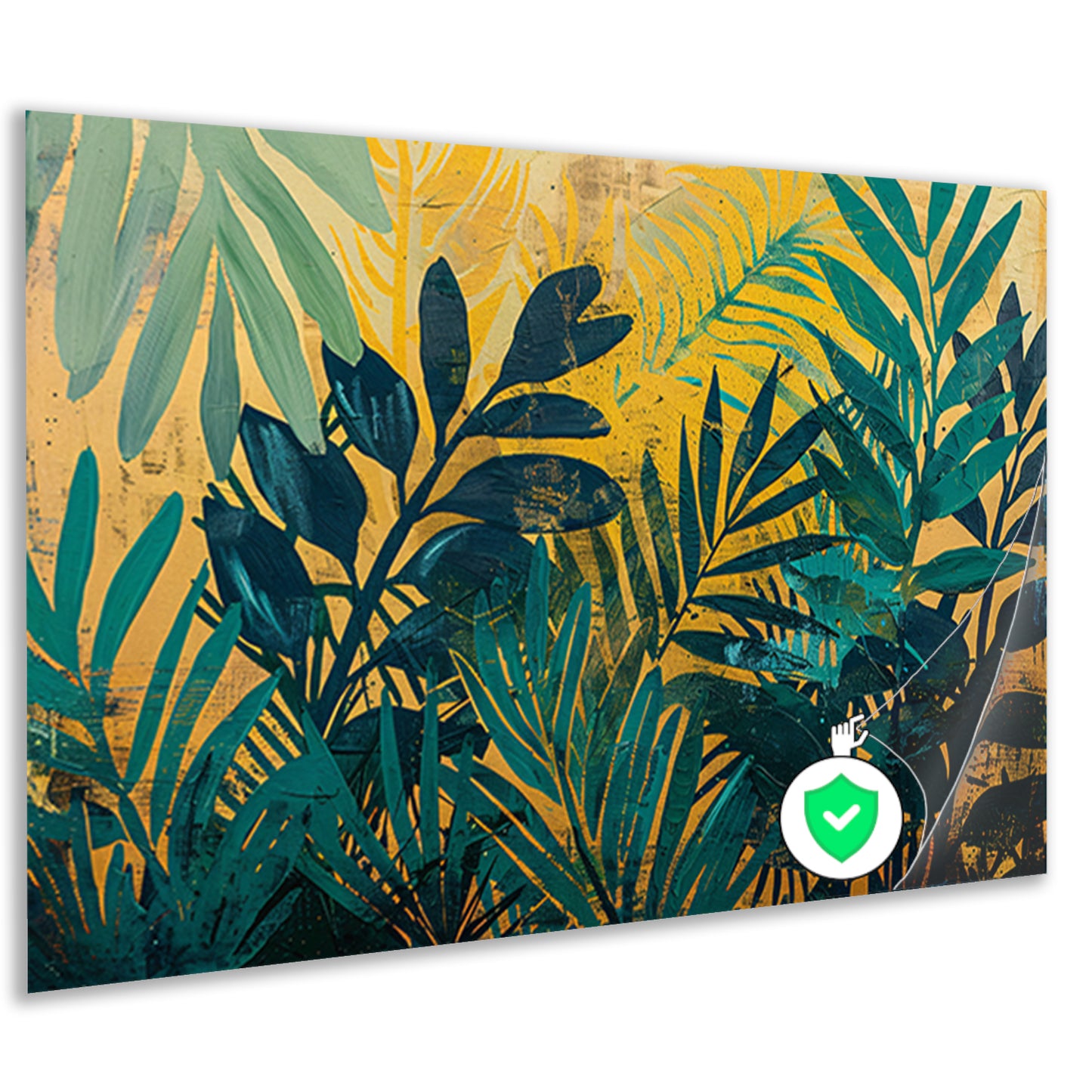 Abstract modern schilderij van junglebladeren poster