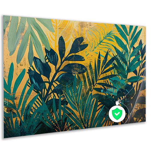 Abstract modern schilderij van junglebladeren poster