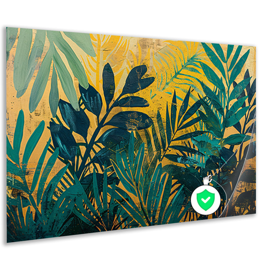 Abstract modern schilderij van junglebladeren poster