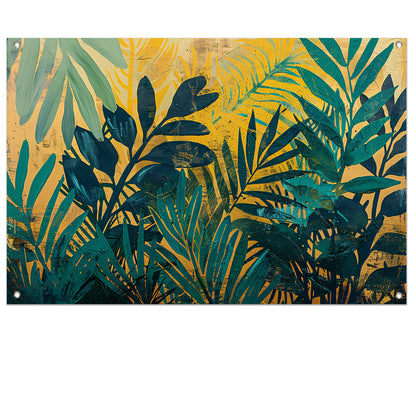 Abstract modern schilderij van junglebladeren tuinposter