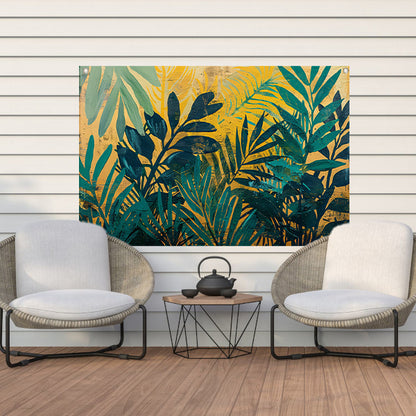 Abstract modern schilderij van junglebladeren tuinposter